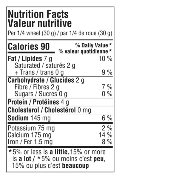 Dreamy Dill Cheese Wheel Nutrition Facts Table