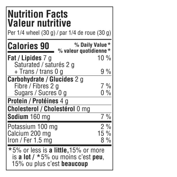 Smoked Pimenton Cheese Wheel Nutrition Facts Table